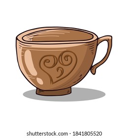 Cup of tea, coffee icon. Vector illustration of coffee, tea cup, mug. Hand drawn cup of hot tea, coffee.