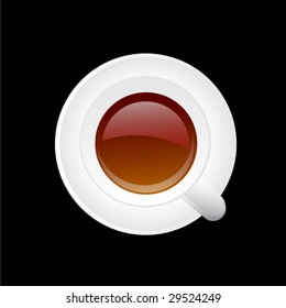 Cup of tea, coffee isolated on the black background - web icons, buttons, design ellements for decoration