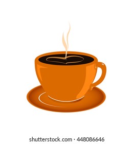 Cup of Tea, a Cup of Coffee Isolated on White Background, Vector Illustration 