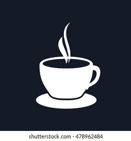 Cup of Tea, a Cup of Coffee Isolated on Black Background, Vector Illustration 
