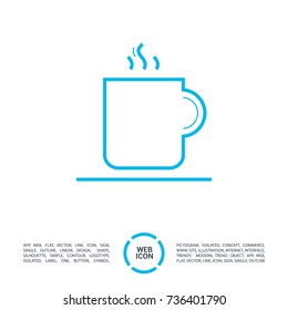 cup of tea coffee line vector icon