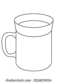 Cup - For Tea Or Coffee - linear stock illustration for coloring. Outline. Drink mug - vector element for coloring book or icon.