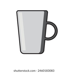 A cup of tea, or coffee, or other beverage, isolated on white backdrop (background). External stroke can be easily deleted by one click. Food and drinks. Vector illustration.
