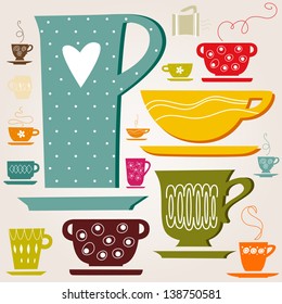 cup of tea or coffee. Pattern. Wallpaper. eps8