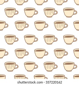 Cup tea and coffee seamless vector pattern
