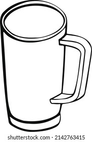 cup with tea or coffee side view. hand drawn vector
 illustration. cartoon style. flat design.