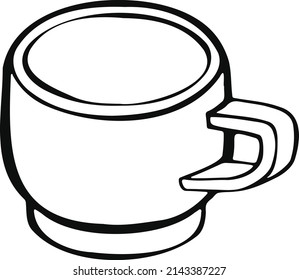 cup with tea or coffee side view. hand drawn vector
 illustration. cartoon style. flat design.