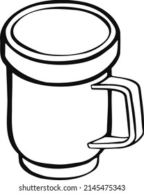 cup with tea or coffee side view. hand drawn vector
 illustration. cartoon style. flat design.