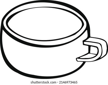 cup with tea or coffee side view. hand drawn vector
 illustration. cartoon style. flat design.