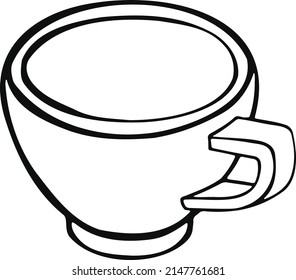 Tasse mit Tee- oder Kaffeeblick. handgezeichneter Vektor
 Illustration. Cartoon-Stil. flaches Design.