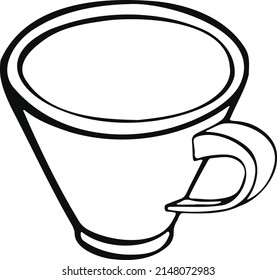 Tasse mit Tee- oder Kaffeeblick. handgezeichneter Vektor
 Illustration. Cartoon-Stil. flaches Design.