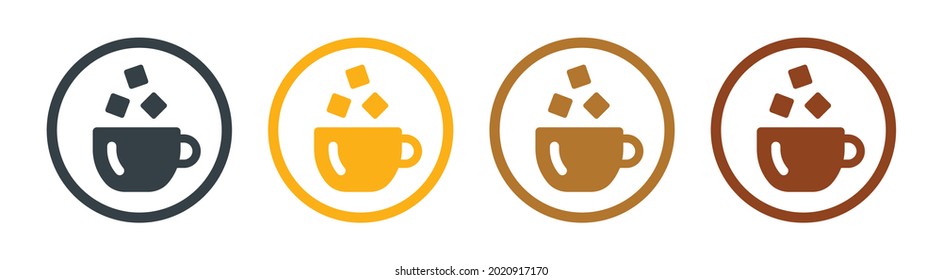 Taza de té o café y cubos de azúcar icono vector.