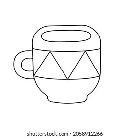 Cup with tea or coffee. Vector icon in doodle style. Mug of hot drink. Sign for coffee shop and web-design. Illustration isolated on white background