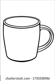 Cup for tea or coffee - vector linear picture for coloring. Outline. Hand drawing. A mug is a linear element for a coloring book or sign.