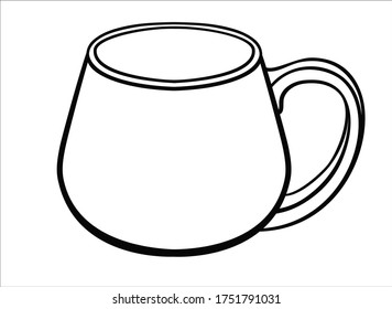 Cup for tea or coffee - vector linear picture for coloring. Outline. Hand drawing. Mug - a linear element for a coloring book or corporate identity.