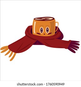 Cup of tea and coffee wrapped in a scarf