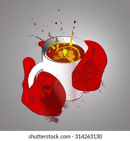 cup of tea or cold evening vector illustration