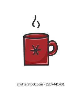 Cup of tea colored doodle clipart. Hot drink mug simple hand drawn vector isolated illustration