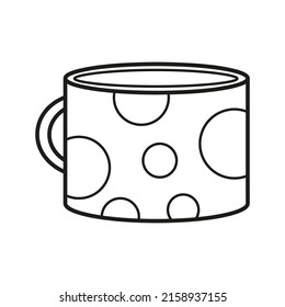 Taza de té. Libro de colorear. Ilustración vectorial en blanco y negro.