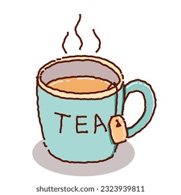 A Cup of tea is a cute cartoon vector illustration