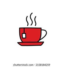 cup of tea doodle icon, vector illustration