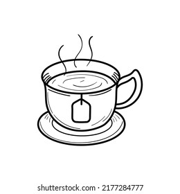 Cup of tea doodle vector illustration isolated on white background