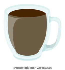 Cup of tea glass in realistic style. Porcelain mug with hot cofee. Colorful vector illustration isolated on white background.