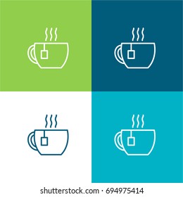 Cup of Tea green and blue material color minimal icon or logo design