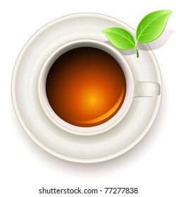 cup of tea with green tea leaves