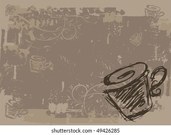 Cup of tea, grunge background for your design
