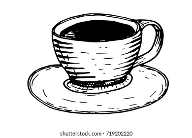 Cup of tea. Hand drawn doodle. Vector illustration isolated on white background