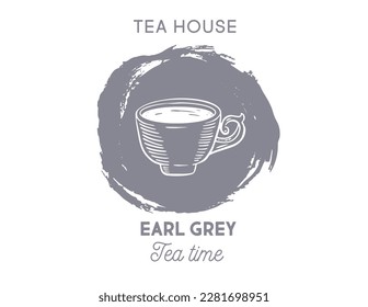 Cup  Tea, hand drawn, drawing isolated on white