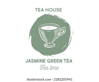 Cup  Tea, hand drawn, drawing isolated on white