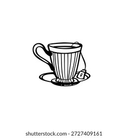Una taza de té dibujado a mano ilustración. Icono de doodle de Vector de té