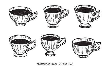 Cup of tea Hand drawn illustrations.	