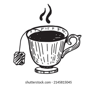 Cup of tea Hand drawn illustrations.	