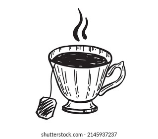 Cup of tea Hand drawn illustrations.	