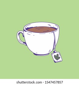 A cup of tea. Hand drawn vector image.