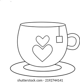 A Cup Of Tea With Heart And Tea Pouch Illustration