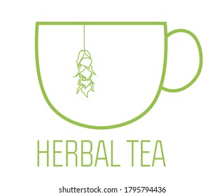 Taza de té con hierba imitando bolso de té