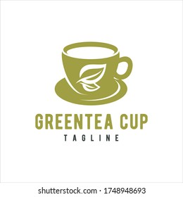 Cup Tea Herbal Leaf Logo Design Vector Image