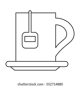 cup tea hot break office work outline