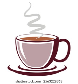 Cup Of Tea Hot Drink Symbol. Coffee Shop Icon. Flat Style Vector Illustration. Outline Symbol For Web Design Or Food App. Coffee cup