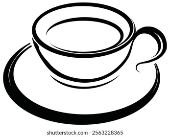 Cup Of Tea Hot Drink Symbol. Coffee Shop Icon. Flat Style Vector Illustration. Outline Symbol For Web Design Or Food App. Coffee cup