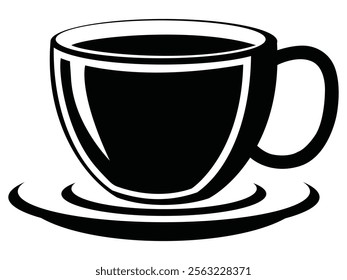 Cup Of Tea Hot Drink Symbol. Coffee Shop Icon. Flat Style Vector Illustration. Outline Symbol For Web Design Or Food App. Coffee cup