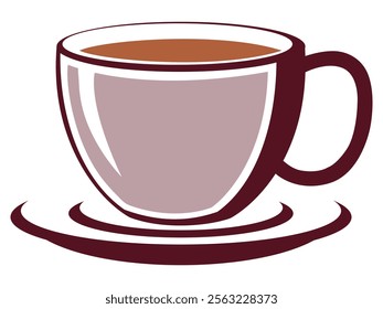 Cup Of Tea Hot Drink Symbol. Coffee Shop Icon. Flat Style Vector Illustration. Outline Symbol For Web Design Or Food App. Coffee cup