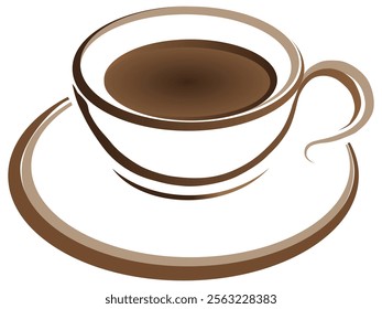 Cup Of Tea Hot Drink Symbol. Coffee Shop Icon. Flat Style Vector Illustration. Outline Symbol For Web Design Or Food App. Coffee cup