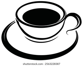 Cup Of Tea Hot Drink Symbol. Coffee Shop Icon. Flat Style Vector Illustration. Outline Symbol For Web Design Or Food App. Coffee cup