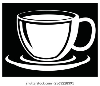 Cup Of Tea Hot Drink Symbol. Coffee Shop Icon. Flat Style Vector Illustration. Outline Symbol For Web Design Or Food App. Coffee cup