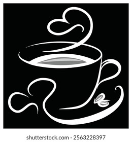 Cup Of Tea Hot Drink Symbol. Coffee Shop Icon. Flat Style Vector Illustration. Outline Symbol For Web Design Or Food App. Coffee cup